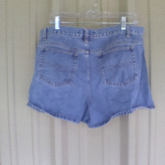 Women's Denim Blue Jean Shorts Plus Size 14 Embroidered Pockets Embroidery - Picture 2 of 2